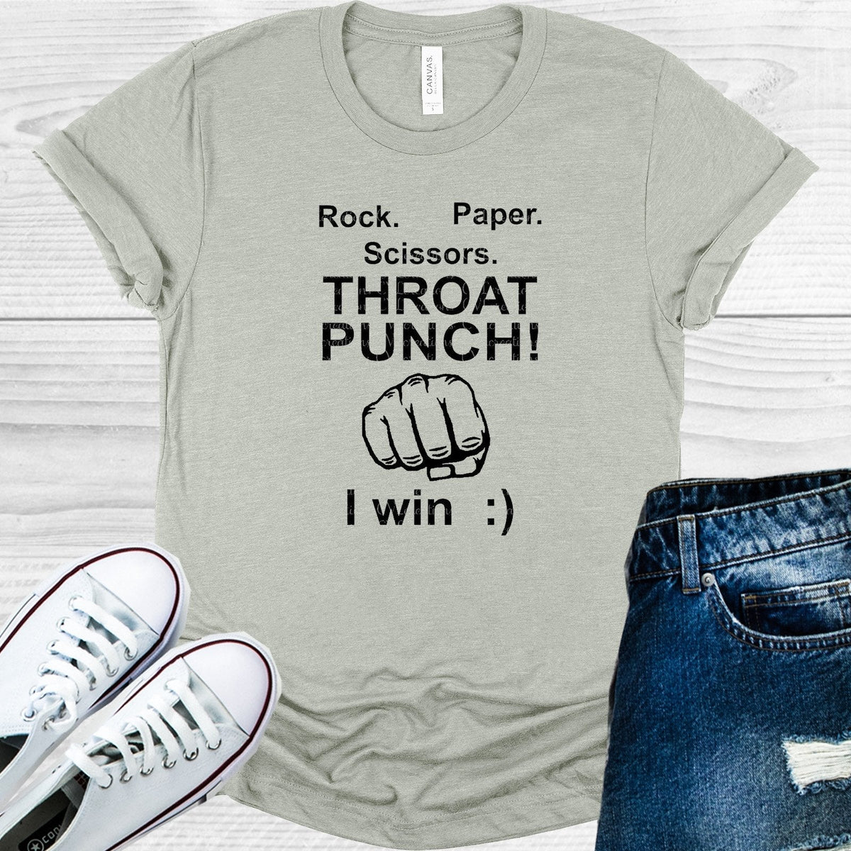 Rock Paper Scissors Throat Punch I Win Graphic Tee product image 1