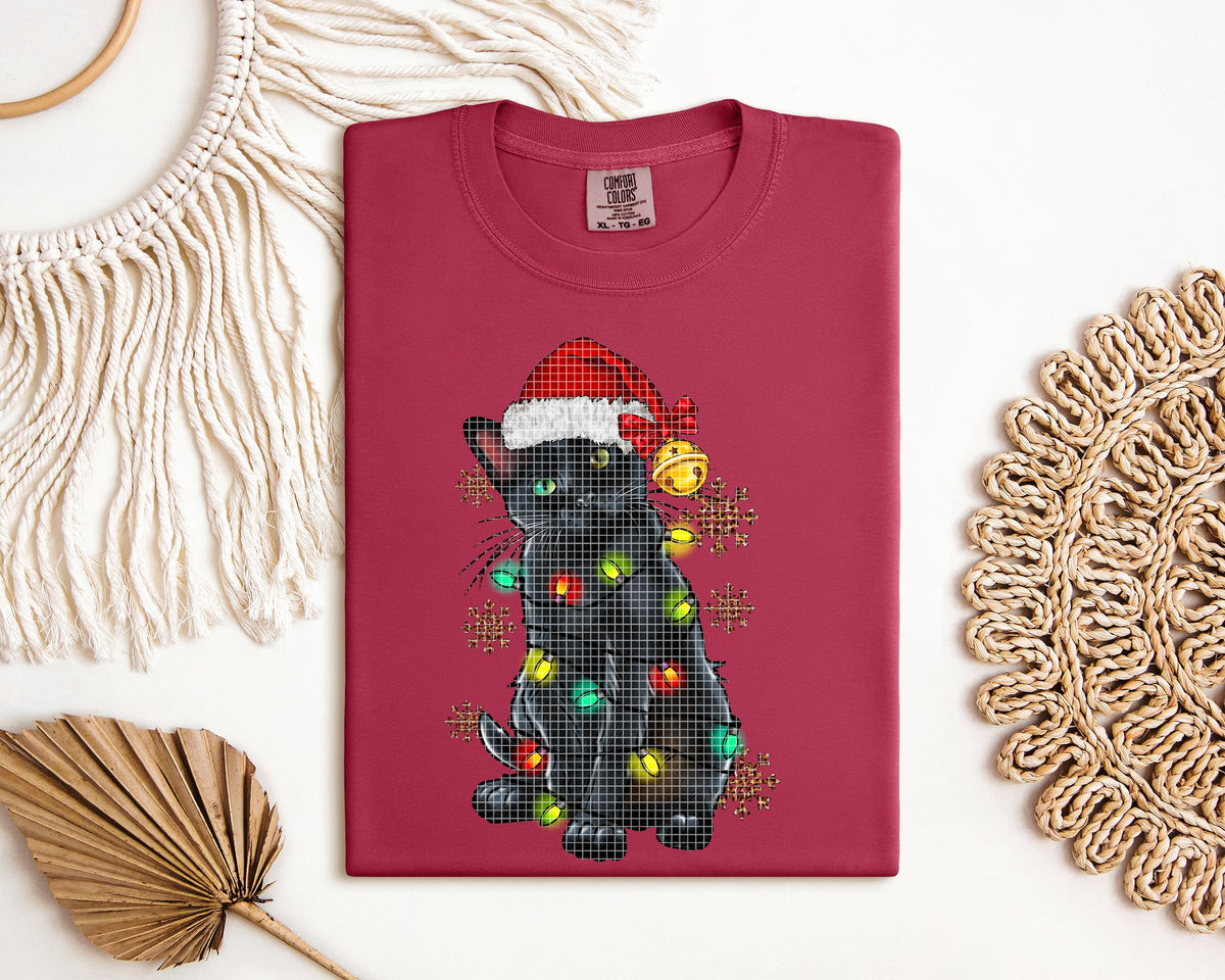 Christmas Lights Cat Graphic Tee product image 1