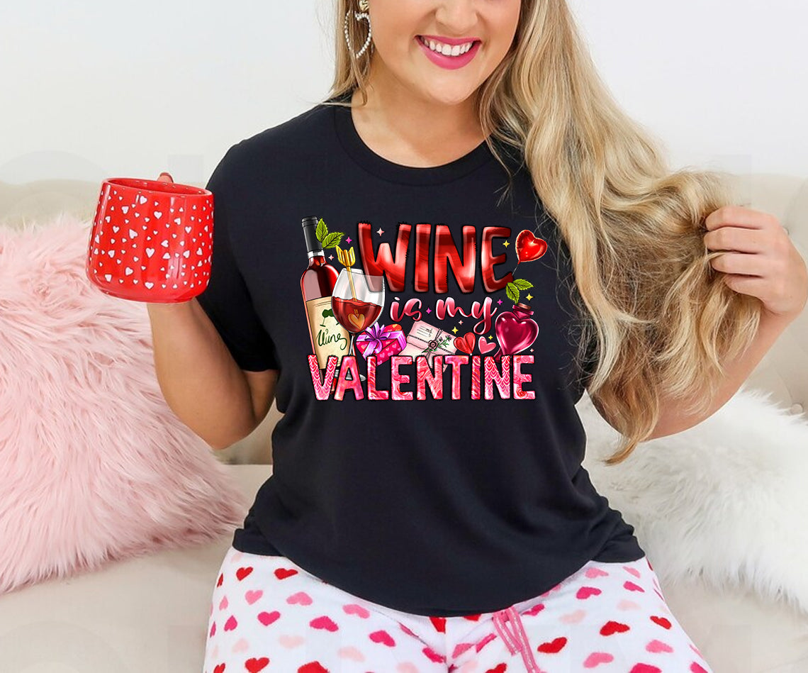 Wine is My Valentine Graphic Tee product image 1