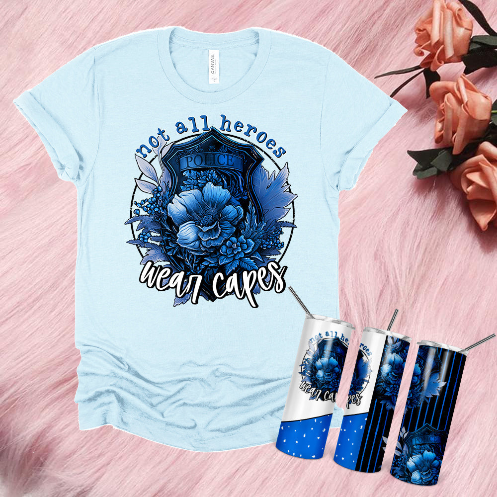 Not All Heroes Wear Capes (Police) Graphic Tee product image 2
