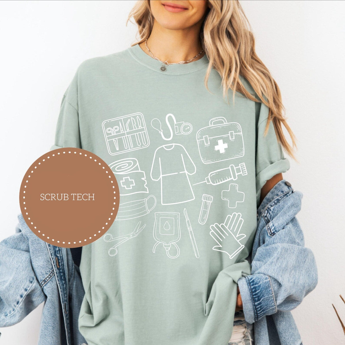 Scrub Tech Doodle Icons Graphic Tee product image 1
