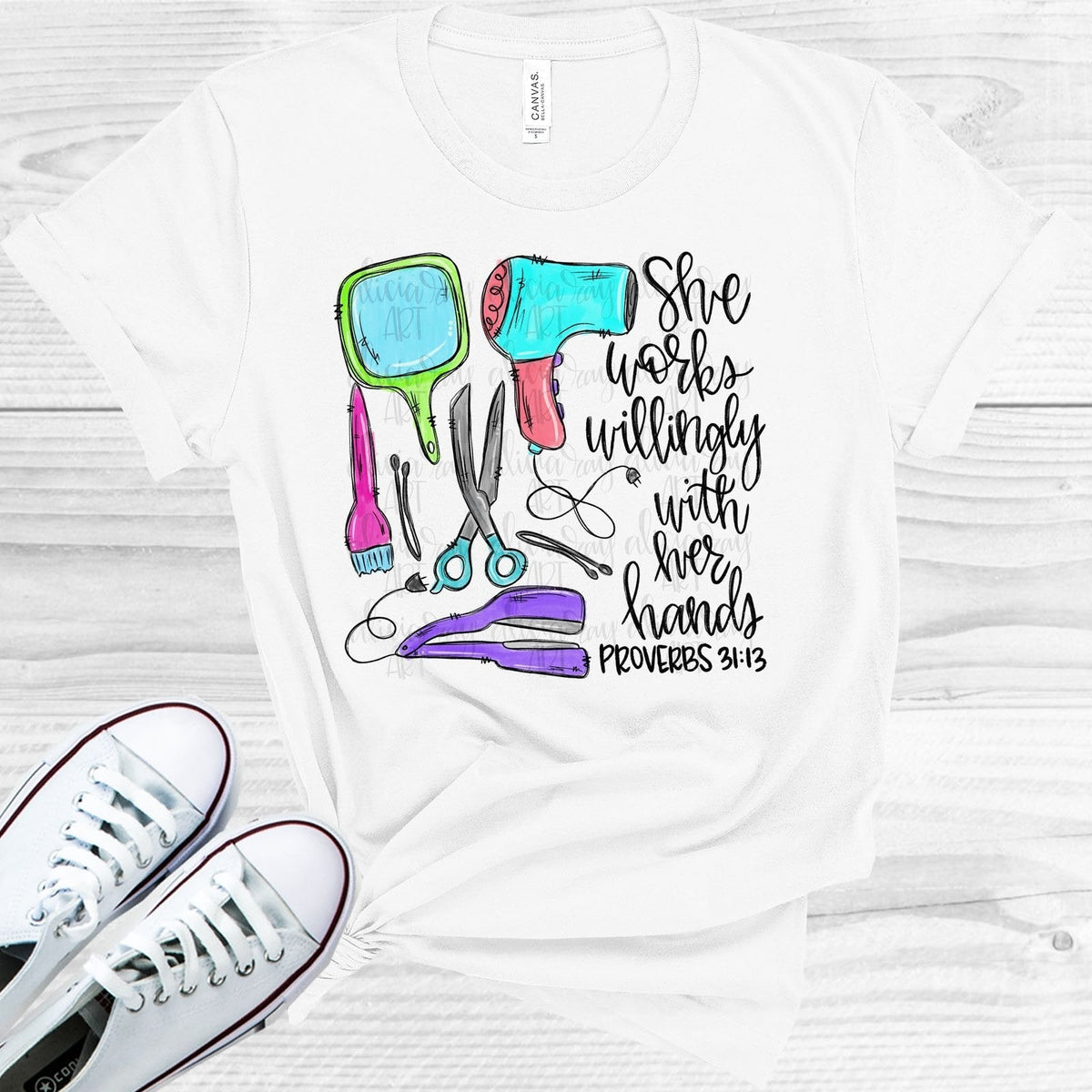 She Works Willingly with Her Hands - Hair Stylist Graphic product image 1