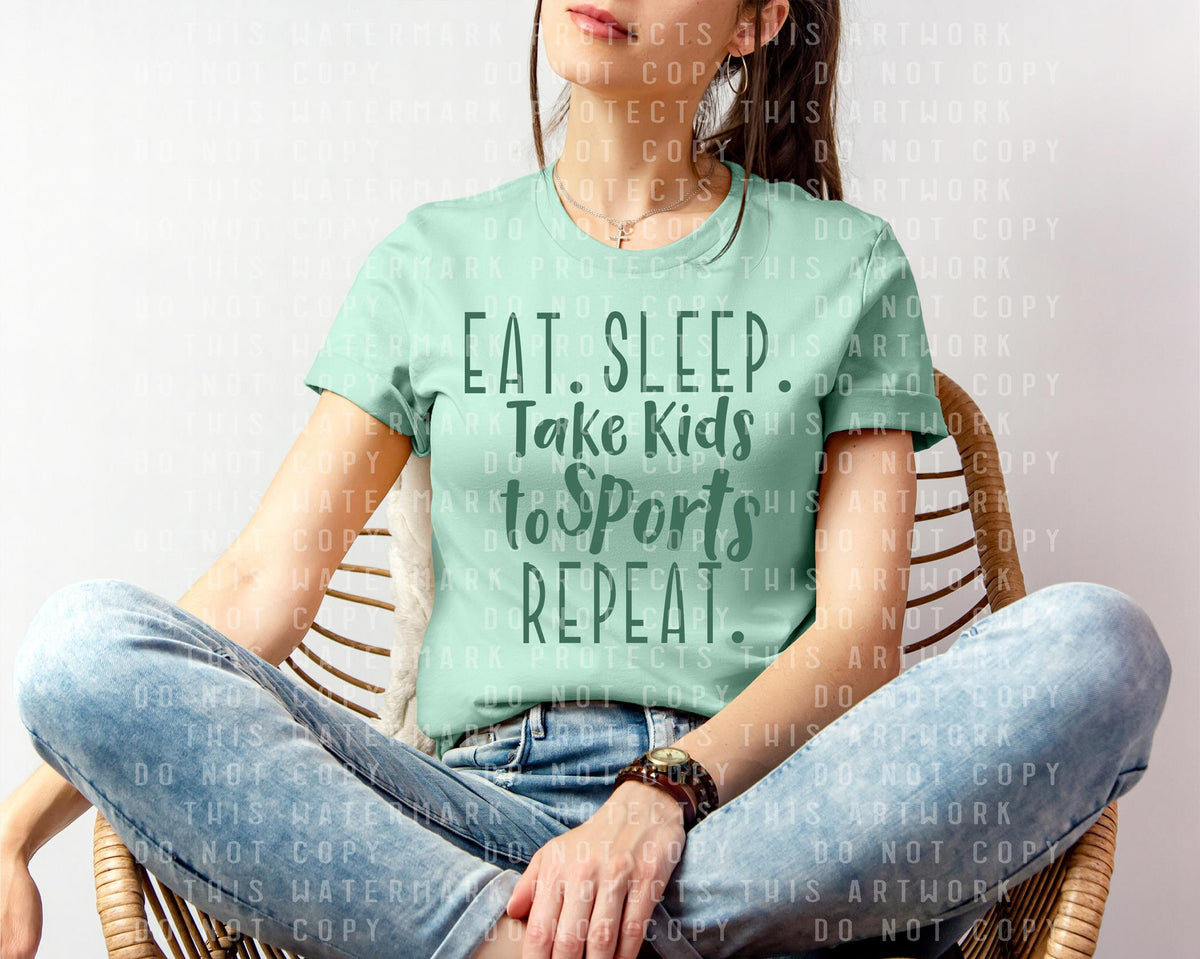 Eat Sleep Take Kids to Sports Repeat Graphic Tee product image 1