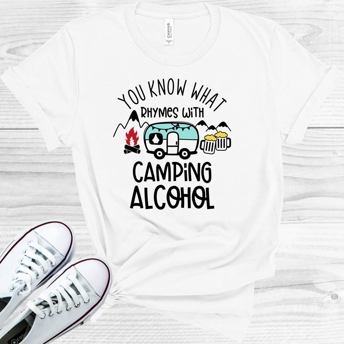 You Know What Rhymes with Camping Alcohol Graphic Tee product image 1