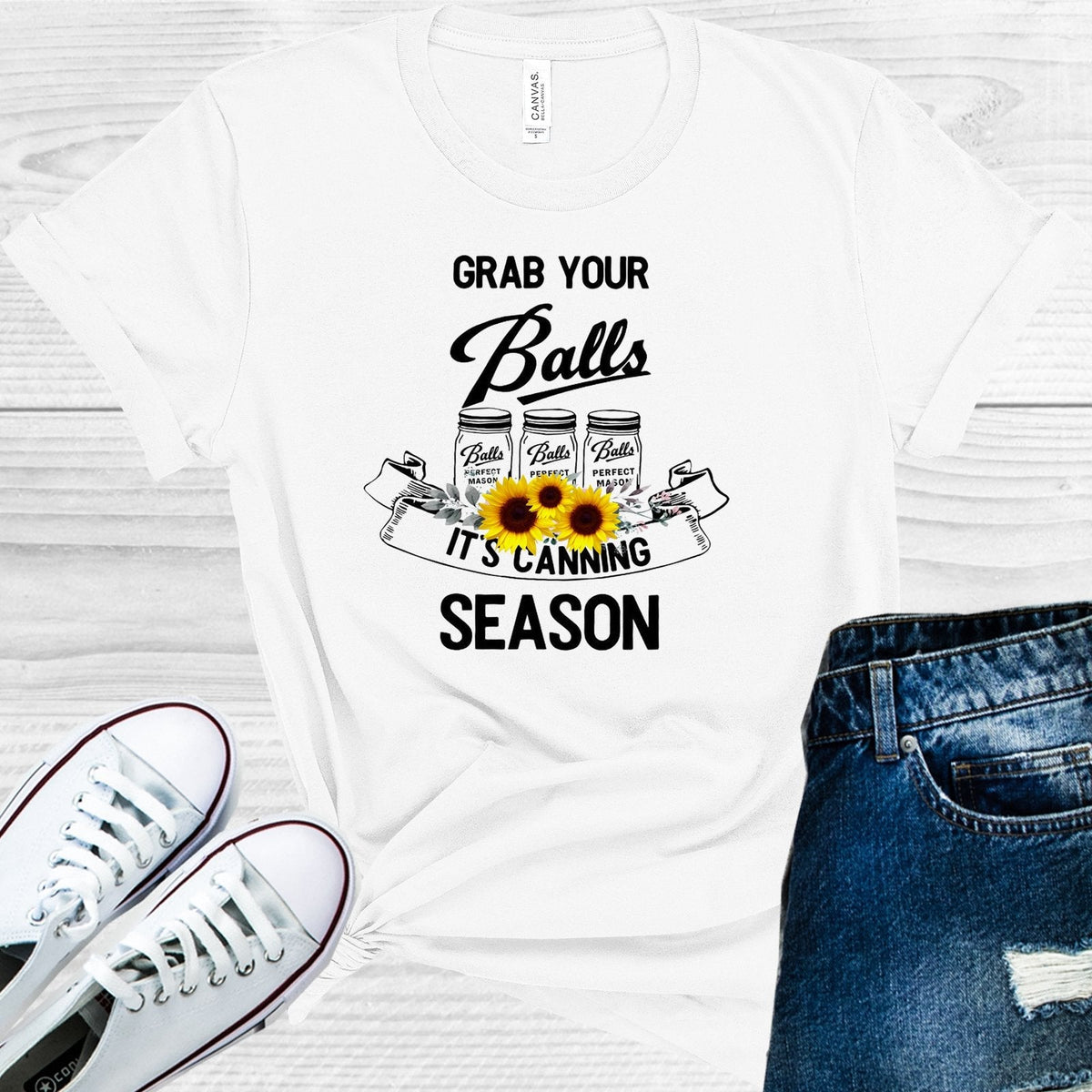 Grab Your Balls It's Canning Season (Sunflowers) Graphic Tee product image 1
