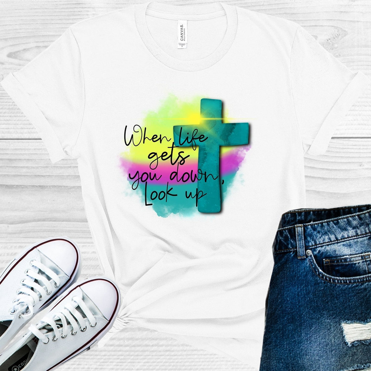 When Life Gets You Down Look Up Graphic Tee product image 1