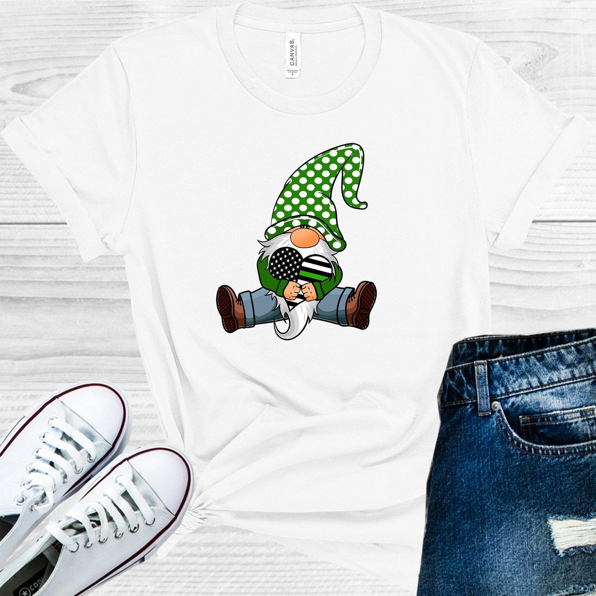 Thin Green Line Gnome Graphic Tee product image 1